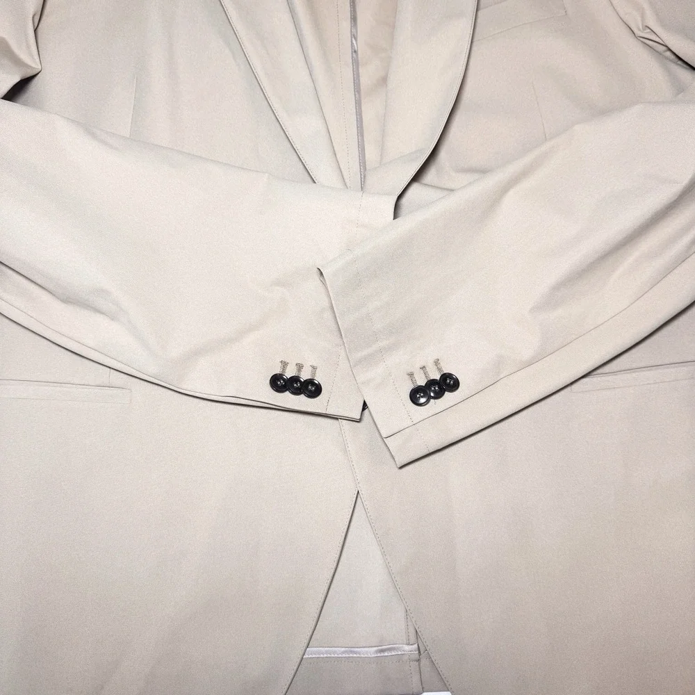 Sene FlexTech Travel Suit Mens Custom Made Unstructured Stretch 46-48L Khaki Tan